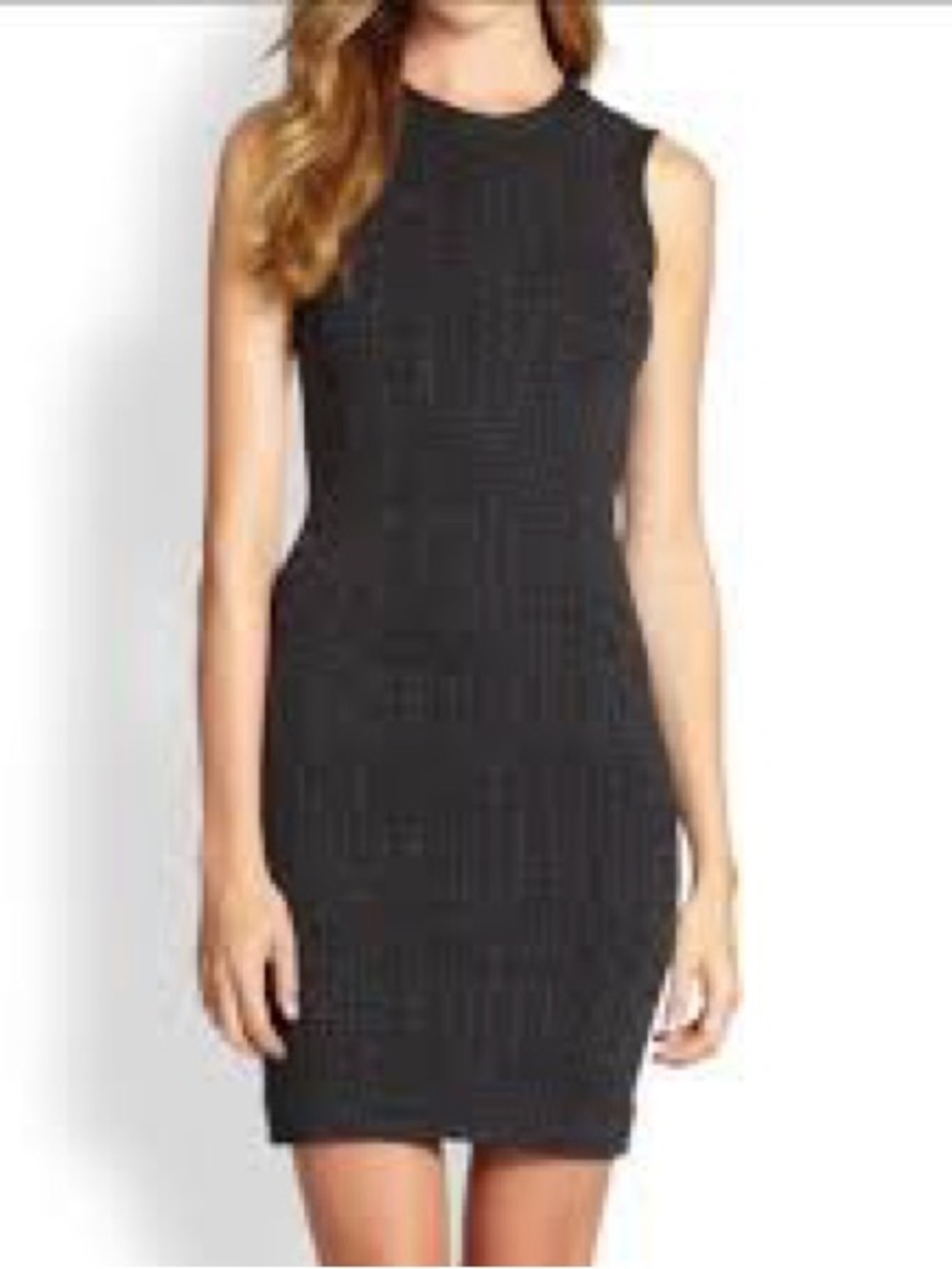 Wolford Black SleevelessTweed  Ribbed Sheath Dress small